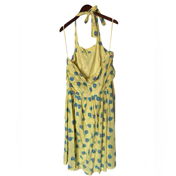 Vintage J. Peterman Yellow Floral Halter Dress - Picture 3 of 7